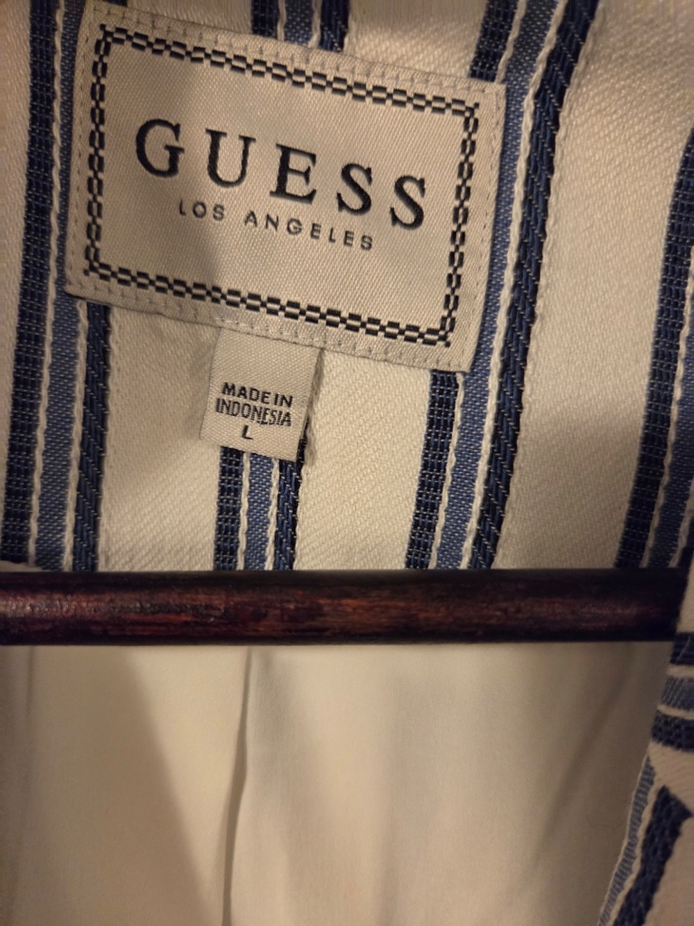 NEW Guess blazer/jacket stripe blue/white L office work preppy coastal capsule - Picture 5 of 11